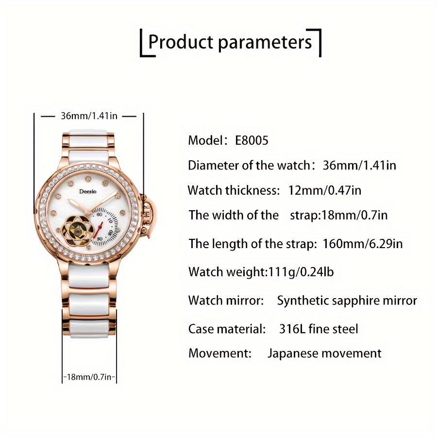 Glamorous Women's Automatic Mechanical Watch, Rhinestone Dial